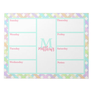 Pastel Rainbow Gingham Weekly Planner Notitieblok