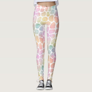 Pastel Rainbow Giraffe Waterverf Whitespace Leggings
