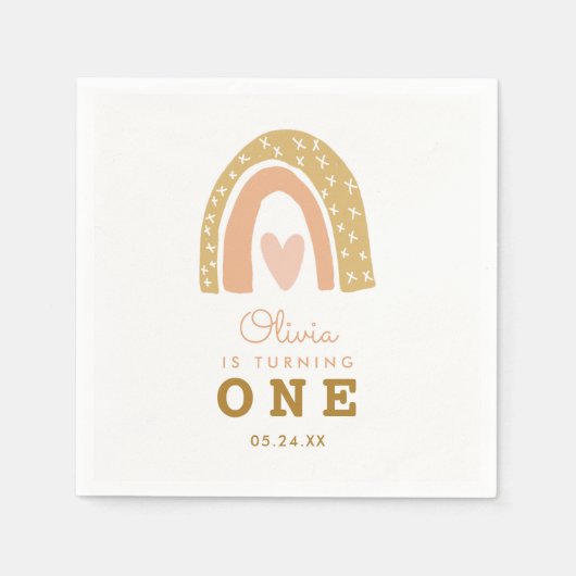 Pastel Rainbow Girl 1e verjaardagsfeestje Servet (Voorkant)