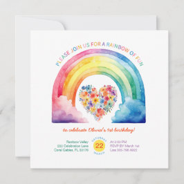 Pastel Rainbow Girl Verjaardag met wolken Kaart