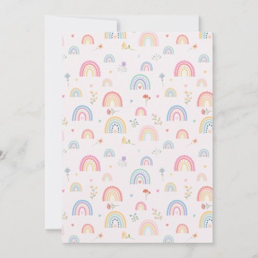 Pastel Rainbow Girl Wildflowers Hearts Baby shower Kaart (Achterkant)
