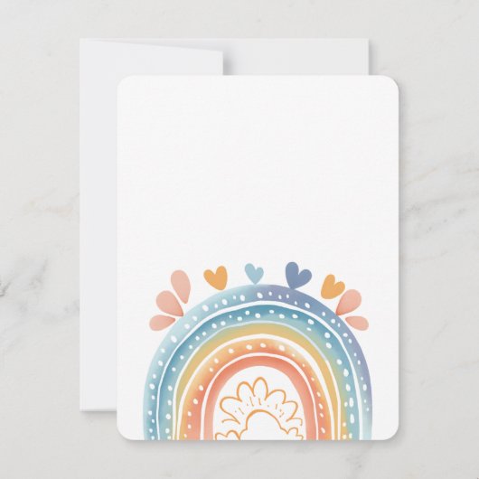 Pastel Rainbow Girl's Verjaardagsfeestuitnodiging (Achterkant)