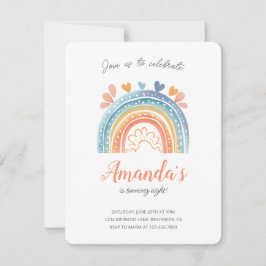 Pastel Rainbow Girl's Verjaardagsfeestuitnodiging