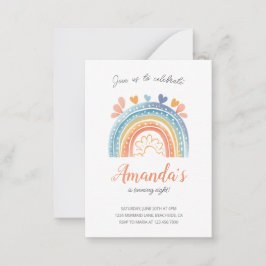 Pastel Rainbow Girl's Verjaardagsfeestuitnodiging Notitiekaartje