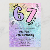 Pastel Rainbow Glitter 6 7 Girl Birthday Party Kaart (Voorkant)