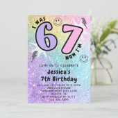 Pastel Rainbow Glitter 6 7 Girl Birthday Party Kaart (Staand voorkant)