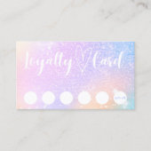 Pastel Rainbow Glitter Customer Loyalty Kaart Visitekaartje (Voorkant)