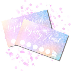Pastel Rainbow Glitter Customer Loyalty Kaart Visitekaartje