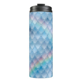 Pastel Rainbow Glitter Dragon Scale Patroon Thermosbeker