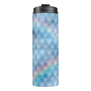 Pastel Rainbow Glitter Dragon Scale Patroon Thermosbeker