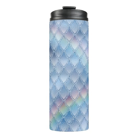 Pastel Rainbow Glitter Dragon Scale Patroon Thermosbeker (Voorkant)