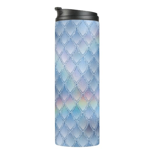 Pastel Rainbow Glitter Dragon Scale Patroon Thermosbeker (Geroteerd rechts)