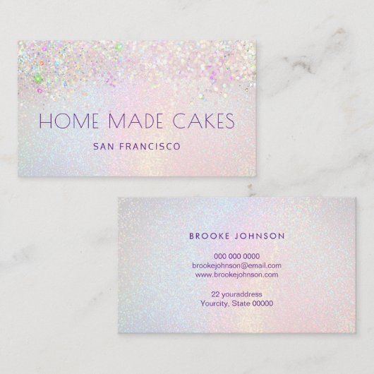 Pastel Rainbow Glitter Effect Cakes Visitekaartje (Voorkant / Achterkant)