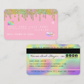 Pastel Rainbow Glitter Luxury Credit Style Busines Visitekaartje (Voorkant / Achterkant)