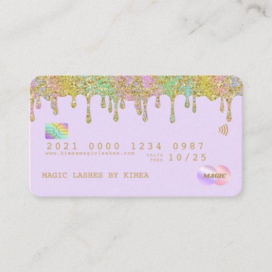 Pastel Rainbow Glitter Luxury Credit Style Busines Visitekaartje (Voorkant)