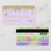 Pastel Rainbow Glitter Luxury Credit Style Busines Visitekaartje (Voorkant / Achterkant)