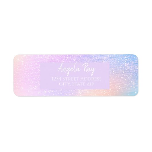 Pastel Rainbow Glitter Return-label Etiket (Voorkant)
