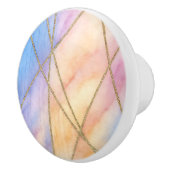 Pastel Rainbow Gold Geometrisch Abstract huis Keramische Knop (Rechts)