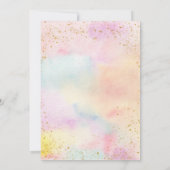 Pastel Rainbow Gold Girl Verjaardag Uitnodiging (Achterkant)