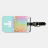 Pastel Rainbow Gold Glitter Kind Colour Block Bagagelabel (Voorkant horizontaal)