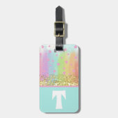 Pastel Rainbow Gold Glitter Kind Colour Block Bagagelabel (Voorkant verticaal)