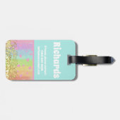 Pastel Rainbow Gold Glitter Kind Colour Block Bagagelabel (Achterkant horizontaal)