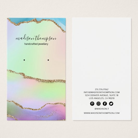 Pastel Rainbow Gold Jewelry Earring Display Visitekaartje (Voorkant /achterkant)