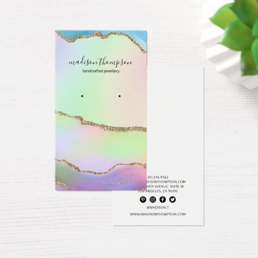 Pastel Rainbow Gold Jewelry Earring Display Visitekaartje (Bureau)