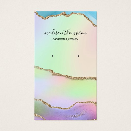 Pastel Rainbow Gold Jewelry Earring Display Visitekaartje (Voorkant)