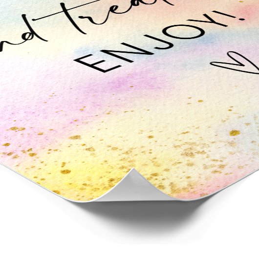 Pastel Rainbow Gold Sweet Treats Verjaardagsbord Poster (Hoek)