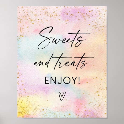 Pastel Rainbow Gold Sweet Treats Verjaardagsbord Poster (Voorkant)