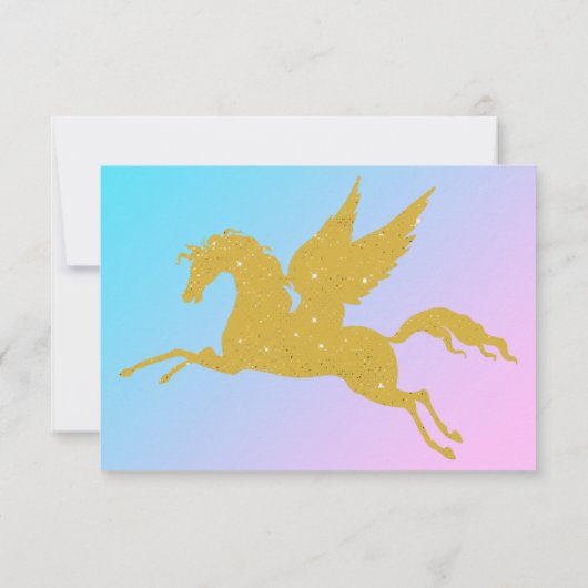 PASTEL RAINBOW GOLD UNICORN BEWAART DE DATUM RSVP (Achterkant)