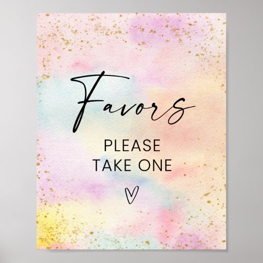 Pastel Rainbow Gold Verjaardag Favorieten Teken Poster (Voorkant)