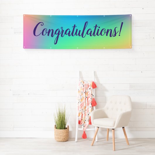 Pastel Rainbow Gradient "Gefeliciteerd" Banner (Insitu)