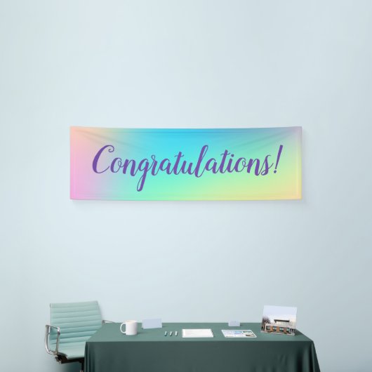 Pastel Rainbow Gradient "Gefeliciteerd" Banner (Beurs)