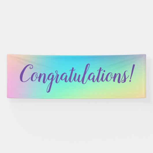 Pastel Rainbow Gradient "Gefeliciteerd" Banner (Horizontaal)