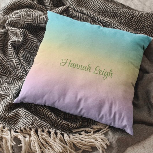 Pastel Rainbow Gradient Ombre Aangepaste naam Kussen