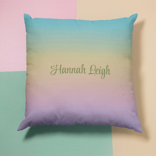 Pastel Rainbow Gradient Ombre Aangepaste naam Kussen