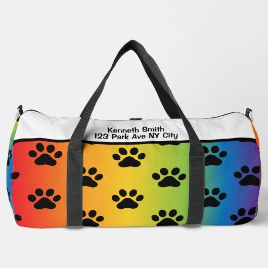 Pastel Rainbow Gradient Paw Print Monogram Plunjezak (Voorkant)