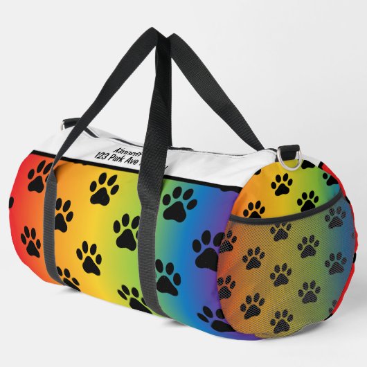 Pastel Rainbow Gradient Paw Print Monogram  Plunjezak (Rechterhoek)