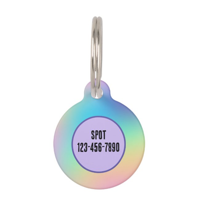 Pastel Rainbow Gradient Pet ID Tag Huisdierpenning (Voorkant)