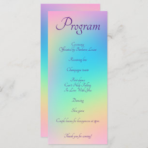 Pastel Rainbow Gradient Wedding Programme Programmakaart
