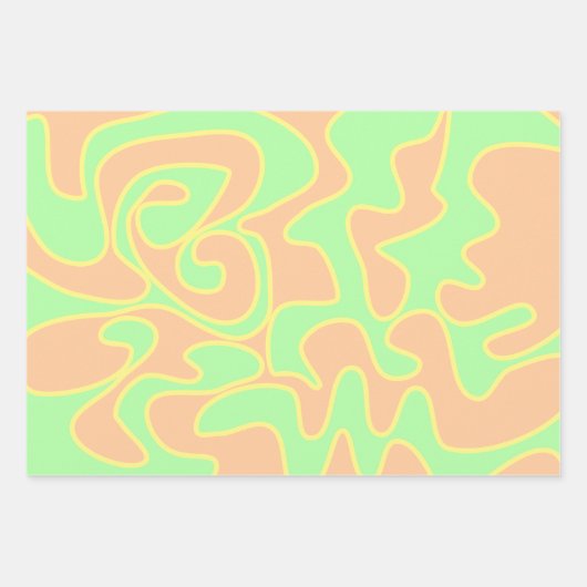 Pastel Rainbow Groovy Retro Fluid Art Uniek Inpakpapier Vel (Voorkant 3)