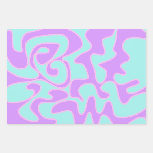 Pastel Rainbow Groovy Retro Fluid Art Uniek Inpakpapier Vel (Voorkant 2)