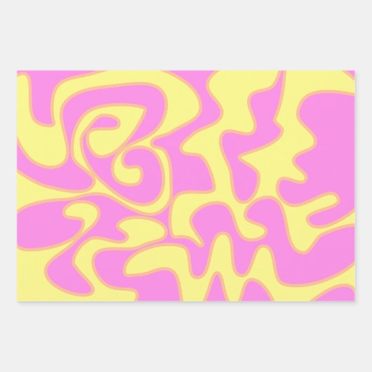 Pastel Rainbow Groovy Retro Fluid Art Uniek Inpakpapier Vel (Voorkant)