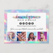 Pastel Rainbow Hair Nails Business Marketing Foto Briefkaart (Achterkant)