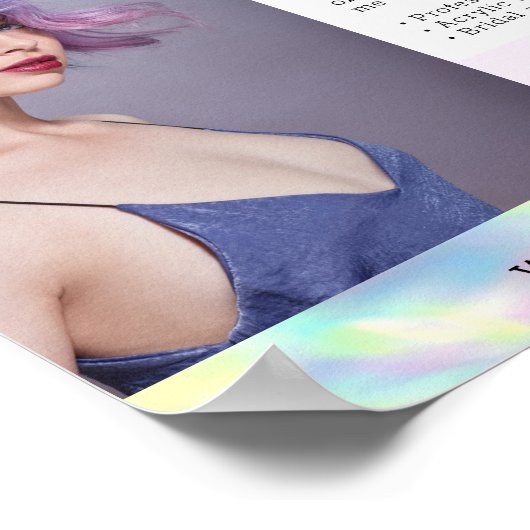 Pastel Rainbow Hair Nails Business Marketing Foto Poster (Hoek)