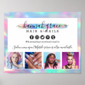 Pastel Rainbow Hair Nails Business Marketing Foto Poster (Voorkant)
