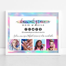 Pastel Rainbow Hair Nails Business Marketing Foto Poster
