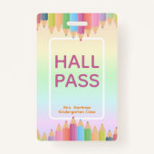 Pastel Rainbow Hall Pass Badge voor leraren (Voorkant)
